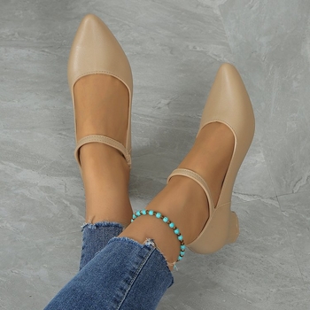 Smailios nosies storo kulno viengubi bateliai 2024 m. pavasario sezonui, vidutinio kulno, seklios burnos, monograminės sagties viršutiniai drabužiai, patogūs darbo batai