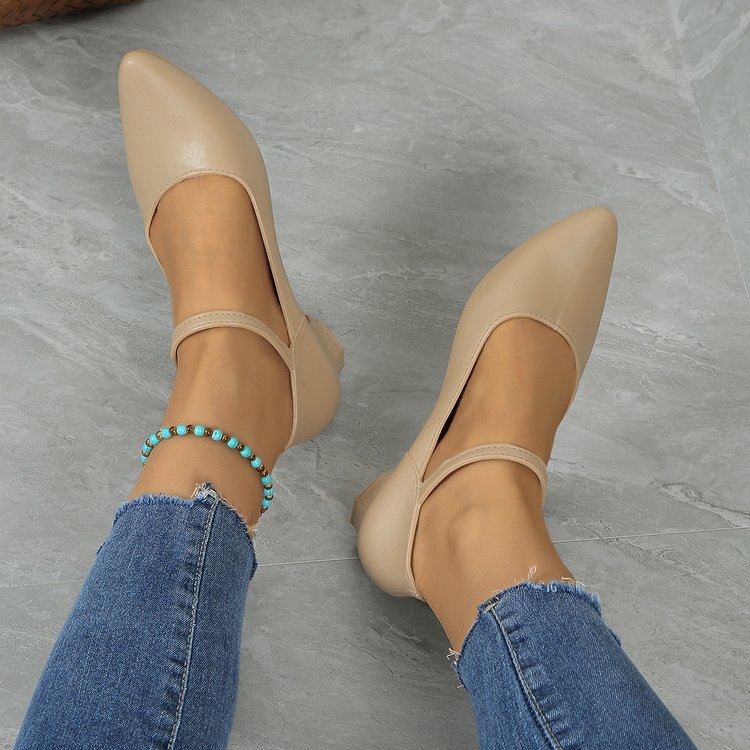 Smailios nosies storo kulno viengubi bateliai 2024 m. pavasario sezonui, vidutinio kulno, seklios burnos, monograminės sagties viršutiniai drabužiai, patogūs darbo batai