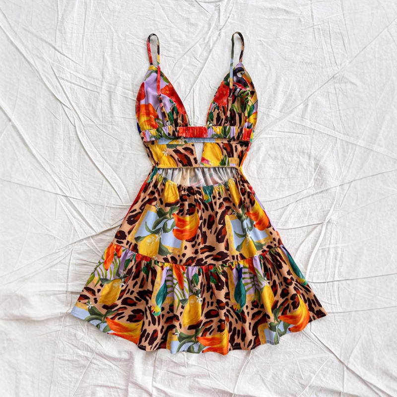 Európai és amerikai új érkezésű nyomtatott pántos női ruha, nyári, hát nélküli, szexi ünnepi strandruha