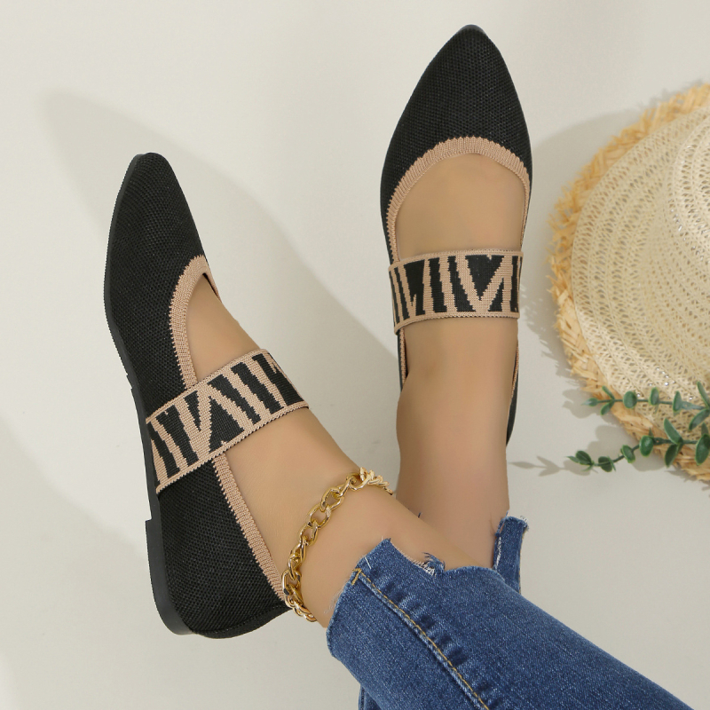 2024 tavaszi új, plus size hegyes sarkú cipő, női lapos szárú, szőtt, lélegző, külkereskedelmi, pedálos babcipő