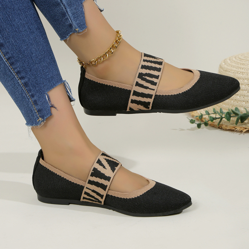 2024 tavaszi új, plus size hegyes sarkú cipő, női lapos szárú, szőtt, lélegző, külkereskedelmi, pedálos babcipő