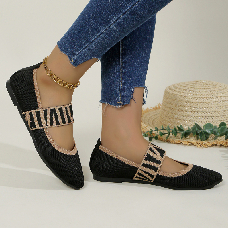 2024 tavaszi új, plus size hegyes sarkú cipő, női lapos szárú, szőtt, lélegző, külkereskedelmi, pedálos babcipő