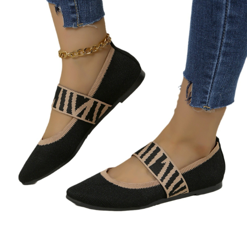 2024 tavaszi új, plus size hegyes sarkú cipő, női lapos szárú, szőtt, lélegző, külkereskedelmi, pedálos babcipő
