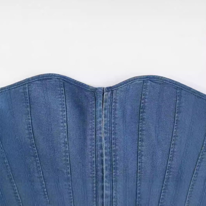 Európai és amerikai utcai stílusos fűző, szűk szabású, pántos mellény, szexi, egyvállas, szexi farmer, hasított mellkaspánt