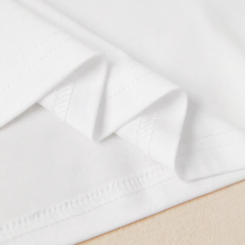 Határokon átnyúló európai és amerikai női lezser kaliforniai egyetemi stílusú fehér medvemintás kerek nyakú rövid ujjú szabású női póló ruha