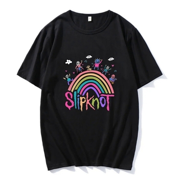 Tricou de vară cu mânecă scurtă imprimat cu nod slip casual european și american transfrontalier pentru bărbați și femei, tricou subțire alb-negru anime