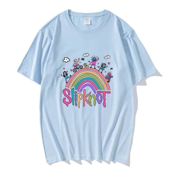 Tricou de vară cu mânecă scurtă imprimat cu nod slip casual european și american transfrontalier pentru bărbați și femei, tricou subțire alb-negru anime