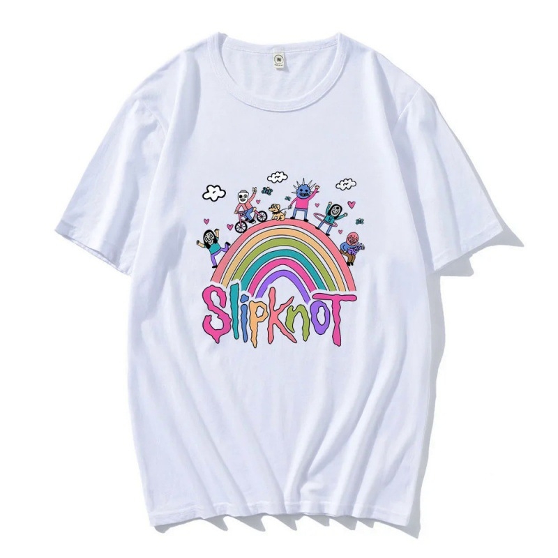 Διασυνοριακό Ευρωπαϊκό και Αμερικανικό Casual slipknot Printed Κοντό μανίκι καλοκαιρινό μπλουζάκι για άνδρες και γυναίκες Λεπτό ασπρόμαυρο μπλουζάκι anime