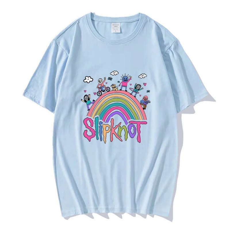 Tricou de vară cu mânecă scurtă imprimat cu nod slip casual european și american transfrontalier pentru bărbați și femei, tricou subțire alb-negru anime