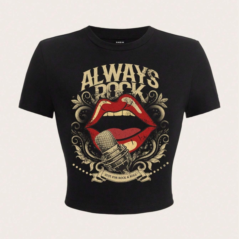 2024-es új európai és amerikai utcai mintás rövid póló felső