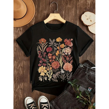 Γυναικείο T-shirt με κοντομάνικο print σε χρώμα λουλουδιών, Γυναικείο, σε καυτή προσφορά στο Etsy Amazon, με καυτή χρωματιστή εκτύπωση.