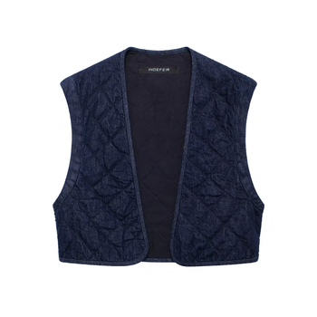 Väliskaubanduse hulgimüük sügis uus Euroopa ja Ameerika stiilis teksariidest lahtine vabaaja lühike puuvillase polstriga jakk-vest 8943040