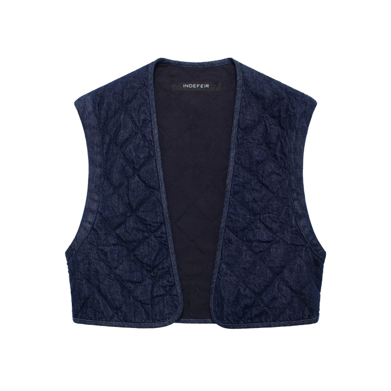 Väliskaubanduse hulgimüük sügis uus Euroopa ja Ameerika stiilis teksariidest lahtine vabaaja lühike puuvillase polstriga jakk-vest 8943040