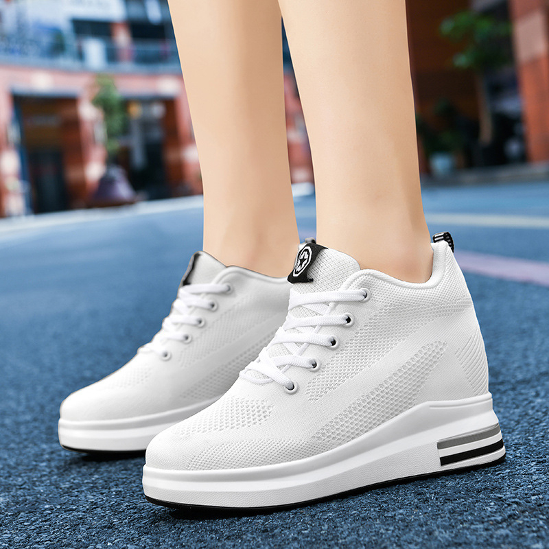 Női platformcipők, magas sarkú, hálós, lélegző belső sarokcipő, vastag talpú, karcsúsított, divatos, mindenféle sportcipő, alkalmi nőknek