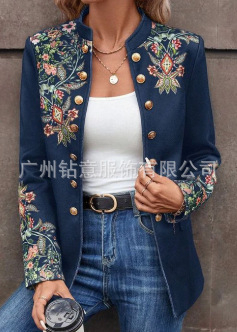 2025. aasta piiriülesed Amazoni Euroopa ja Ameerika sügise ja talve uued naiste ülerõivad, trükitud väike ülikond, moodne kaherealine ülerõivas naistele