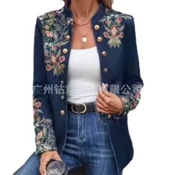 2025. aasta piiriülesed Amazoni Euroopa ja Ameerika sügise ja talve uued naiste ülerõivad, trükitud väike ülikond, moodne kaherealine ülerõivas naistele