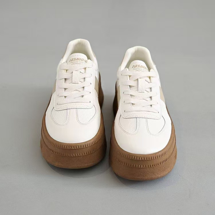 Vastag aljú, kerek orrú, kis fehér női cipők, 2025 tavaszi új, magas sarkú, fűzős, alkalmi cipők, divatos, csizmák