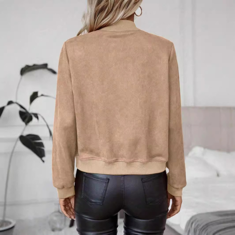 Amazon prekogranični izvoz europske i američke odjeće 2024. Nova modna svestrana kratka vanjska odjeća od antilopa s patentnim zatvaračem