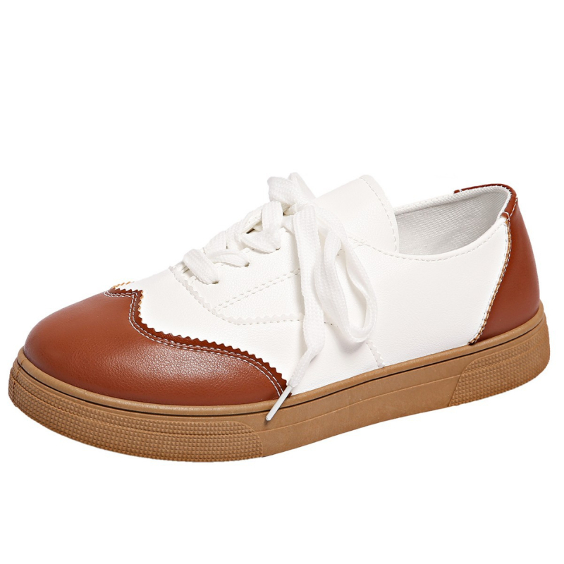 Tavaszi és őszi brit stílusú retró színblokkos fűzős lapos szárú, alacsony szárú női cipők, hétköznapi és sportos őszi női cipők