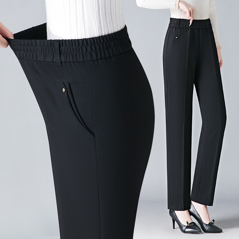 Anya egyenes szárú nadrág Női 2024 őszi új magas derekú rugalmas laza karcsúsító plus size hétköznapi nadrág Középkorú női nadrág