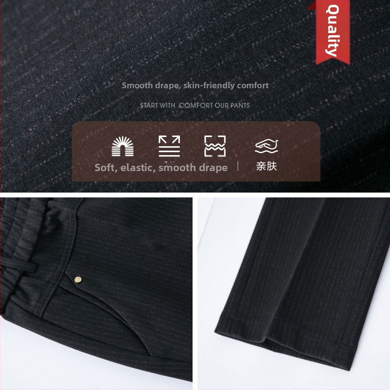 Dámske nohavice s rovnými nohavicami pre mamičky, jeseň 2024, nové, s vysokým pásom, elastické, voľné, sťahujúce, plus size, ležérne nohavice pre ženy stredného veku