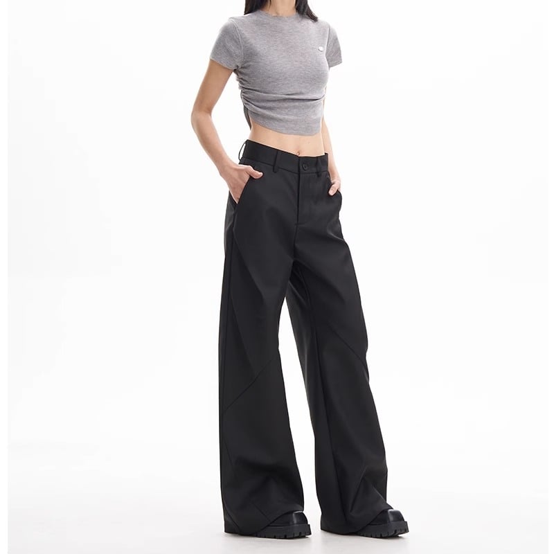 (în stoc) Costum Joker negru, pantaloni largi, casual, cu căptușeală din fleece, pentru femei, slim, talie mică, lungi