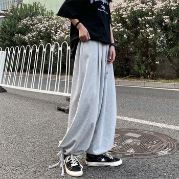 Vasaros ins madingi japoniško stiliaus vintažiniai plačių kojų laisvi laisvalaikio stiliaus Haren kelnės su nemokamu pristatymu