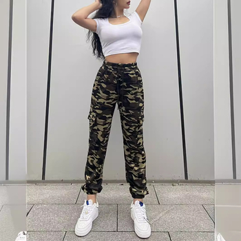 Raktáron lévő, határokon átnyúló sportnadrág, terepszínű mintás, bokáig érő nadrág, független station nadrág, divatos utcai női melegítőnadrág