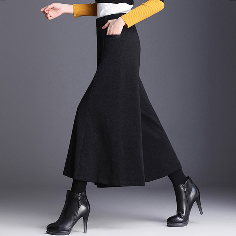 Gyapjú bő szárú nadrág gyerekeknek őszi és téli 2024 új magas derekú, laza, egyenes, kis méretű, kilencágú, nagy szárú nadrág