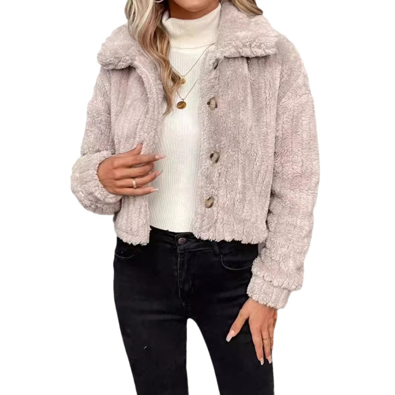 Európa és az Egyesült Államok határokon átnyúló, új, divatos őszi és téli kétoldalas plüss, lezser gombos kardigán ~ AliExpress független