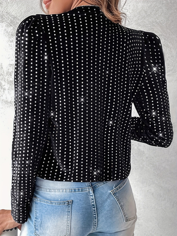 2023-as határokon átnyúló független állomás külkereskedelmi női csillogó divatos temperamentumos, minden mérkőzésre alkalmas hosszú ujjú lezser kabát felső női