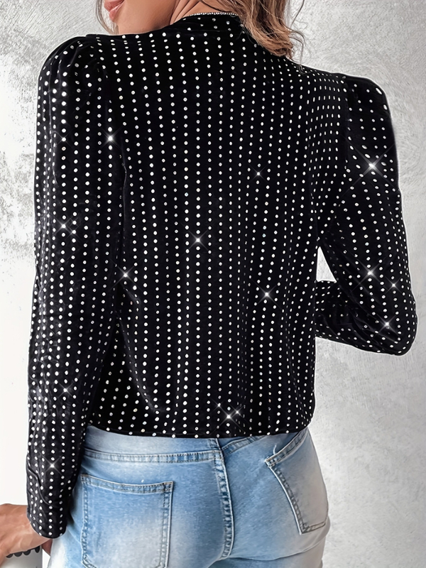 2023-as határokon átnyúló független állomás külkereskedelmi női csillogó divatos temperamentumos, minden mérkőzésre alkalmas hosszú ujjú lezser kabát felső női
