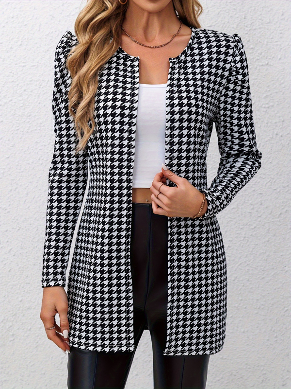 Houndstooth mintás kardigánkabát, elegáns hosszú ujjú felső, tavaszi és őszi újdonságok, külkereskedelem, határokon átnyúló, AliExpress, Amazon