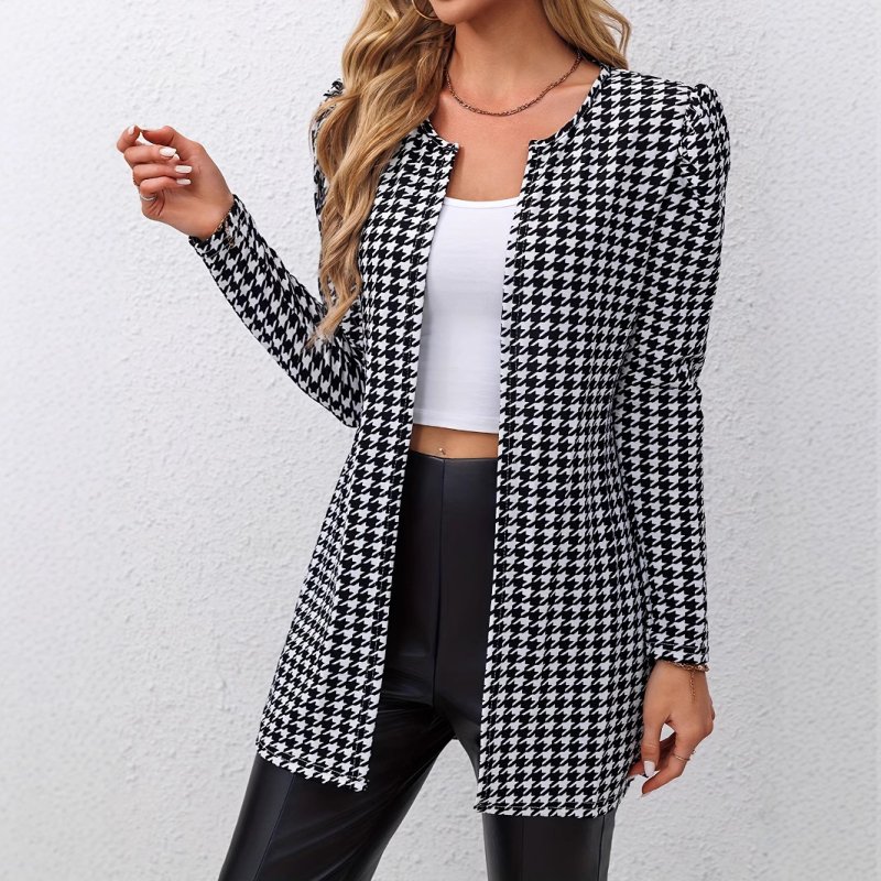 Houndstooth mintás kardigánkabát, elegáns hosszú ujjú felső, tavaszi és őszi újdonságok, külkereskedelem, határokon átnyúló, AliExpress, Amazon