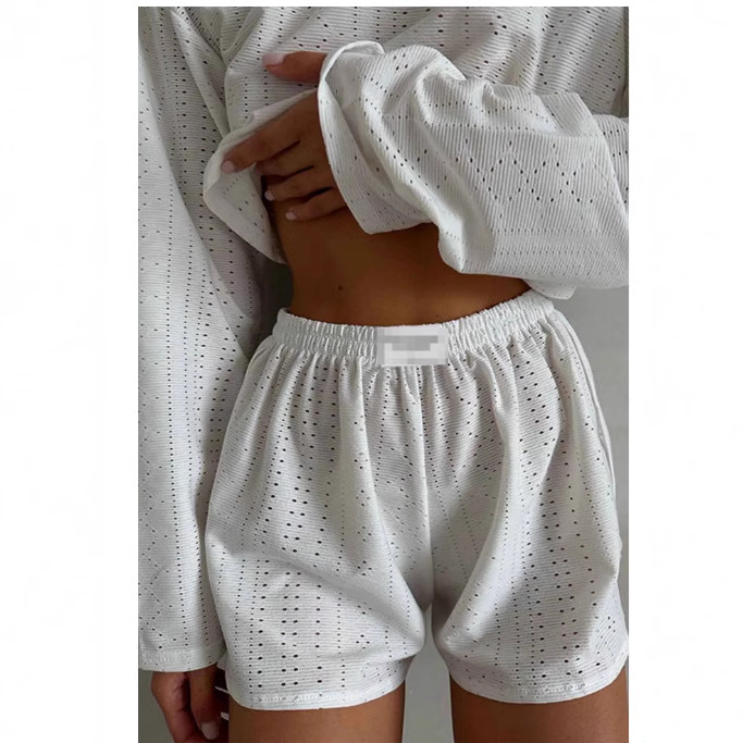 Amazon határokon átnyúló tavaszi új európai és amerikai női öltöny divatos egyszerű stílusú karcsúsított, laza pulóver felső rövidnadrág