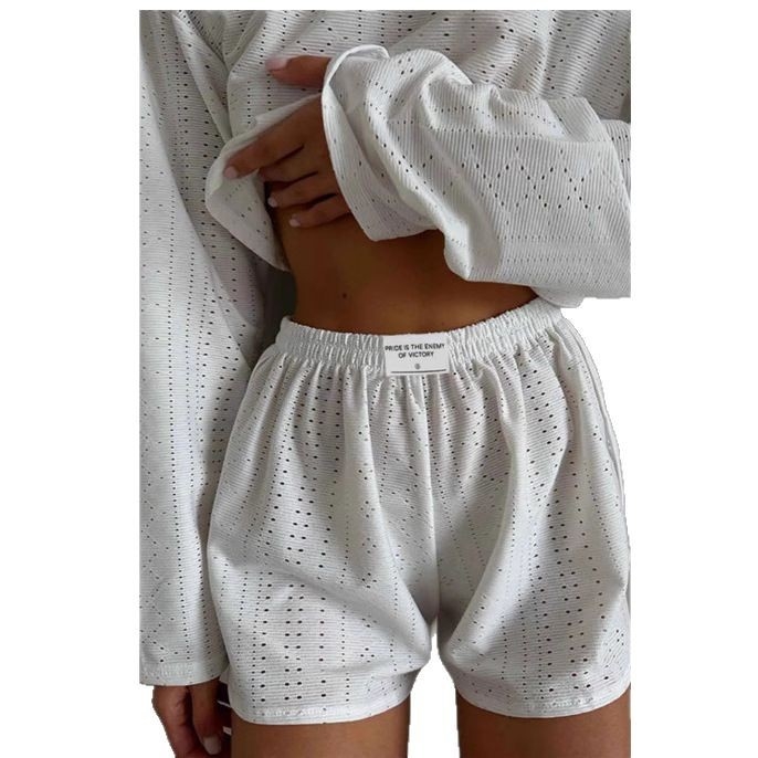 Amazon határokon átnyúló tavaszi új európai és amerikai női öltöny divatos egyszerű stílusú karcsúsított, laza pulóver felső rövidnadrág