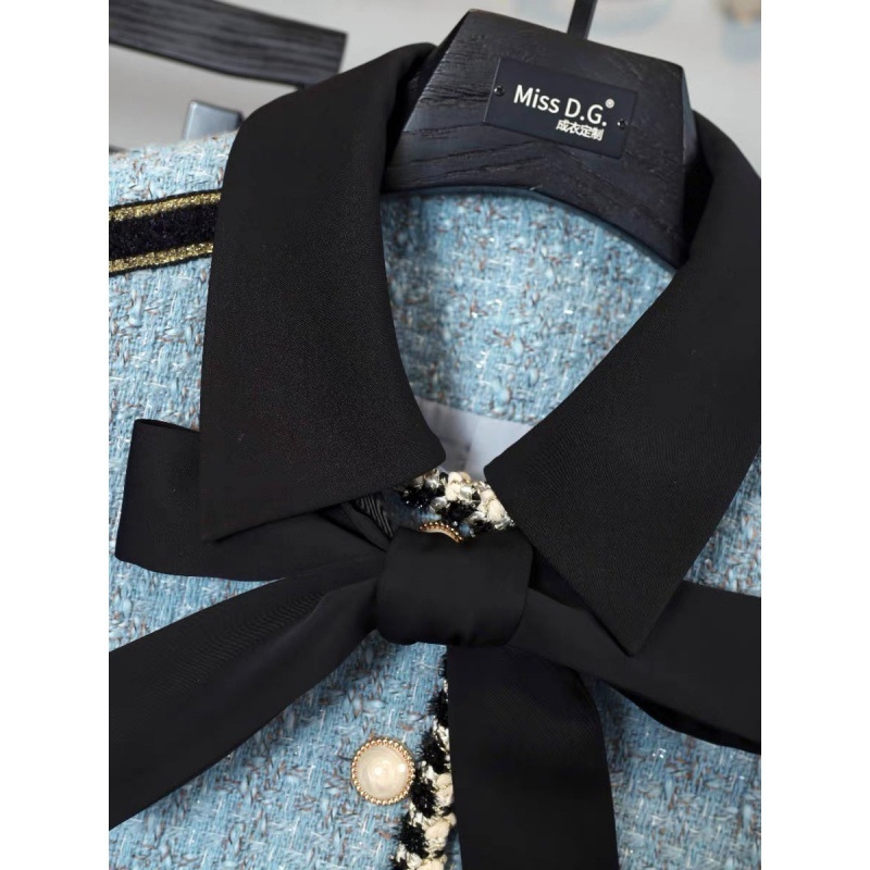 Costum scurt cu maneci reale pentru femei 2023, costum de toamnă popular, stil Chanel, cu șireturi, fustă slăbită