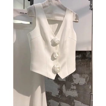 Φόρεμα με σχέδιο λουλουδιών σε στυλ Chanel, Κορεάτικο στυλ, Γιλέκο, Κομψή φούστα με ουρά ψαριού, Γυναικείο φόρεμα δύο τεμαχίων