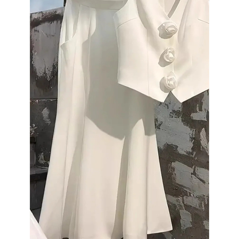 Chanel stílusú virágmintás, érzéki koreai stílusú ruha, mellény, mellény felső, elegáns halszálka szoknya, kétrészes női ruha