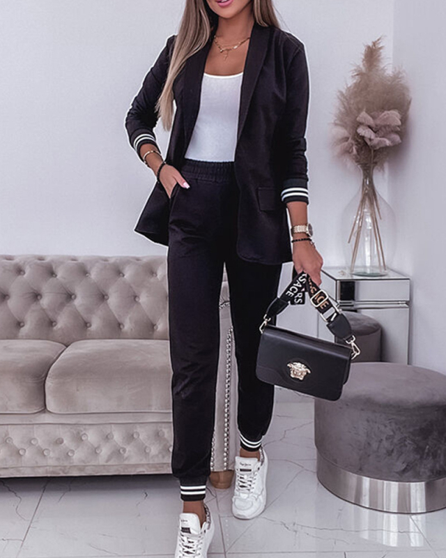 2023-as európai és amerikai női ruházat raktáron pamut öltönyzakó + nadrág