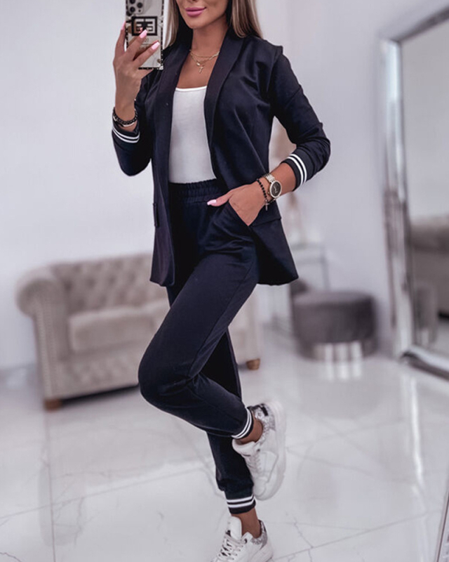 2023-as európai és amerikai női ruházat raktáron pamut öltönyzakó + nadrág