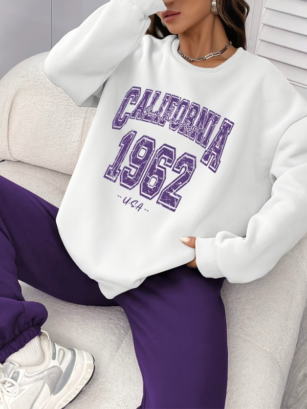 Női California 1962 monogramos nyomott pulóver és lila