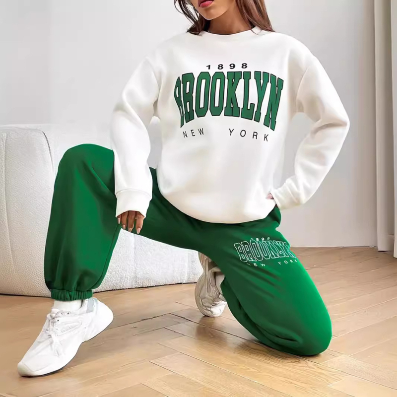 2024. aasta naiste uue stiiliga internetikuulus spordi vabaaja komplekt lahtise moe soolaseeria tänavariiete pikkade varrukatega kaheosaline komplekt