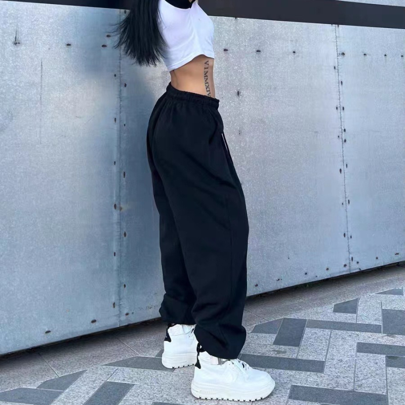 Határokon átnyúló Amazon külkereskedelmi női ruházat, európai és amerikai bő, bokáig megkötős nadrágok, 2023 őszi és téli polár bélésű egyenes szabású sport melegítőnadrágok nőknek