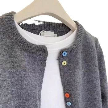 Rudens ir žiemos apvalios kaklo spalvos sagų vilnonis kardiganas moteriškas paltas, vienspalvis megztinis, laisvas, liekninamasis, kašmyro megztinis, megztas viršus