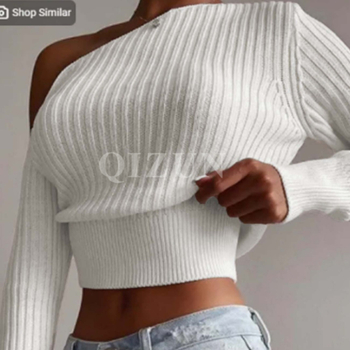 Európai és amerikai határokon átnyúló pulóver, egyszínű, karcsúsított, sokoldalú, karcsúsító, dögös lány temperamentumos kötött felső, női rövid pulóver, külkereskedelemmel