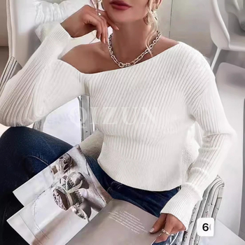 Európai és amerikai határokon átnyúló pulóver, egyszínű, karcsúsított, sokoldalú, karcsúsító, dögös lány temperamentumos kötött felső, női rövid pulóver, külkereskedelemmel