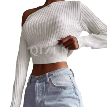 Európai és amerikai határokon átnyúló pulóver, egyszínű, karcsúsított, sokoldalú, karcsúsító, dögös lány temperamentumos kötött felső, női rövid pulóver, külkereskedelemmel