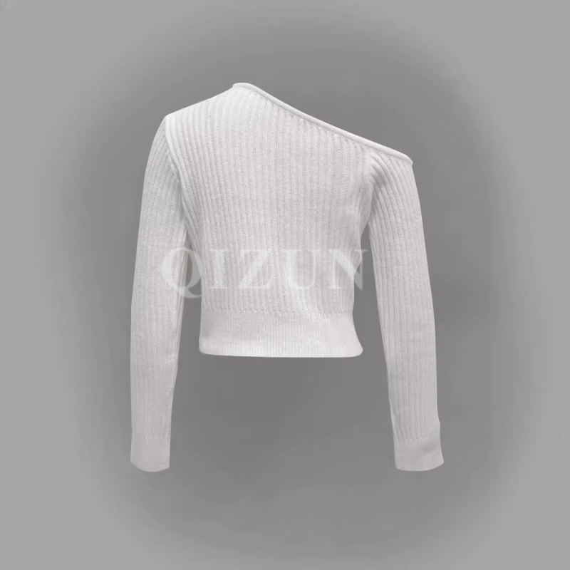 Európai és amerikai határokon átnyúló pulóver, egyszínű, karcsúsított, sokoldalú, karcsúsító, dögös lány temperamentumos kötött felső, női rövid pulóver, külkereskedelemmel