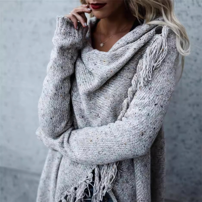 2025 Ευρωπαϊκή και Αμερικανική Εξαγωγή Νέα Aliexpress Μεσαίου Μήκους Λεπτή Μόδα Κομψή Su Diagonal Line Πουλόβερ για Γυναίκες